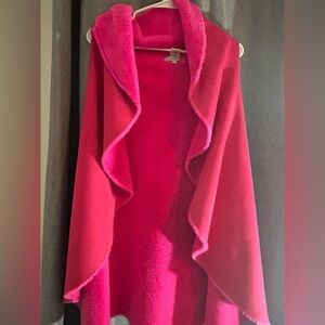 Hot pink faux fur and microfiber hot pink vest/jacket - Size M/L